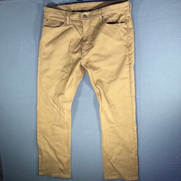 Levi's 513 Slim Straight Fit Khaki Pants Men's W38 L30 Cotton Blend Casual - Picture 1 of 7